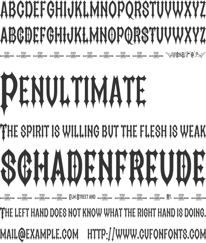 Thunder Inferno PERSONAL USE font preview
