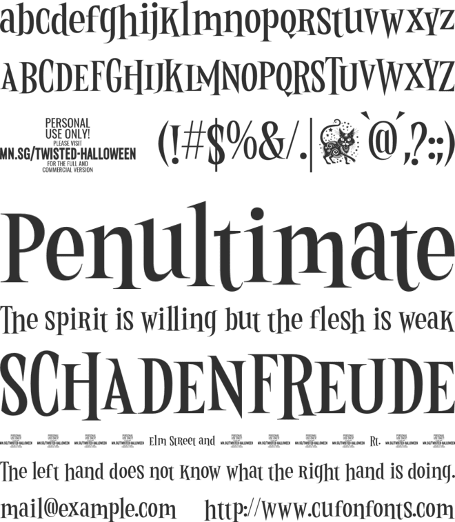 Twisted Halloween PERSONAL font preview