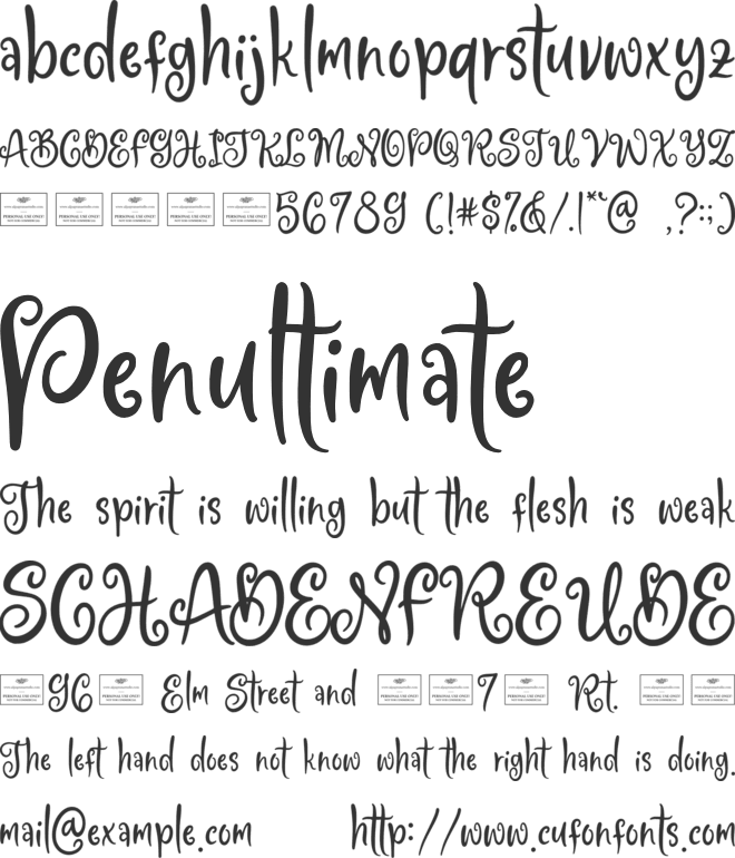 Partridge font preview
