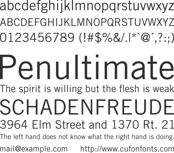 Trade Gothic LT Std font preview