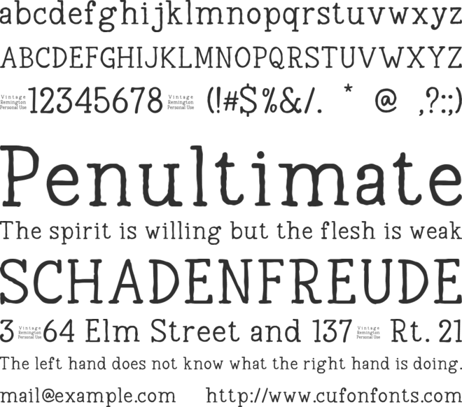 Vintage Remington font preview