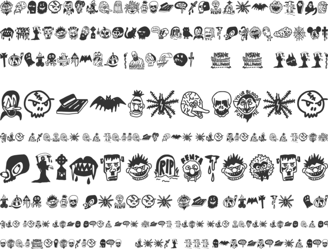 Insane Woodcutter Halloween font preview