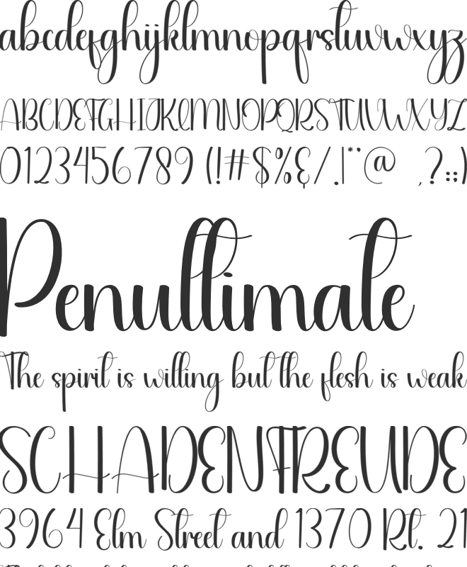 Secondary font preview
