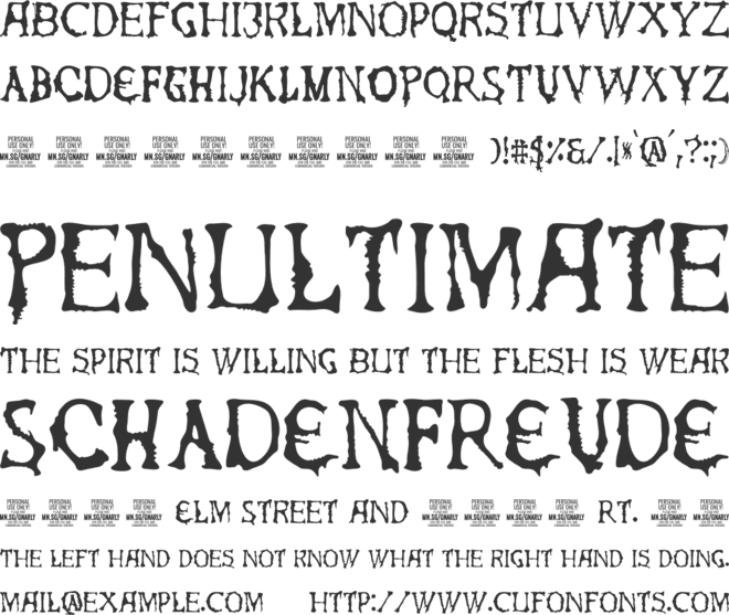 Gnarly Bone Black PERSONAL font preview
