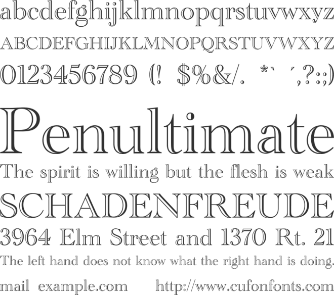 Academy Engraved LET font preview