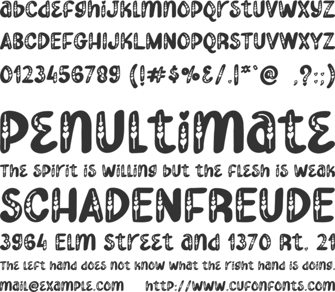 Filling In Love font preview