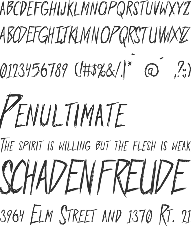 Outrage PG font preview