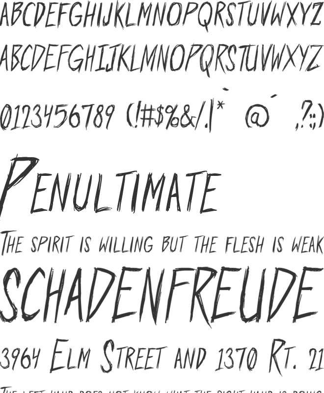 Outrage PG font preview