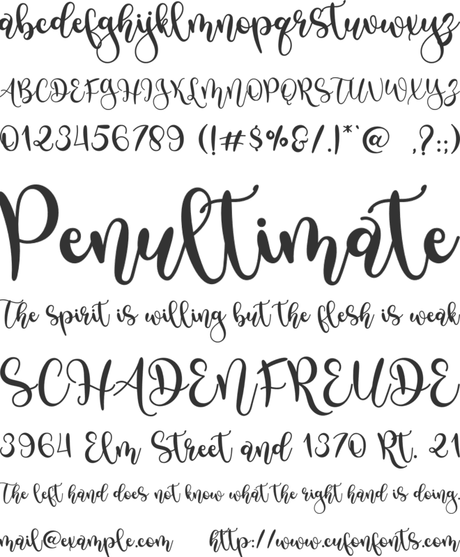 Vanilla font preview