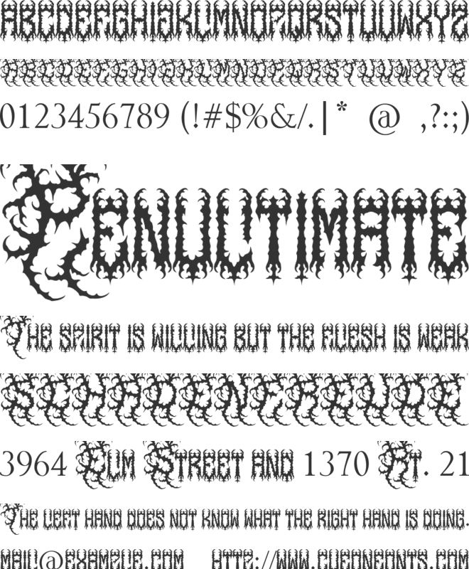 SNORE METAL font preview