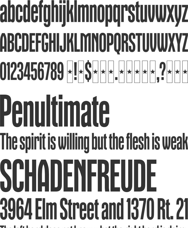 VTC Garibaldi Sans Trial font preview