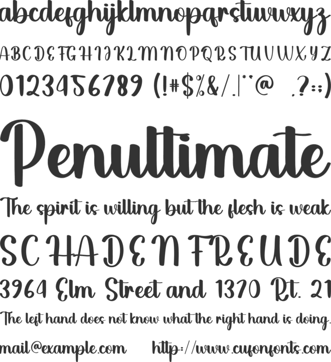 Baby Gladys font preview