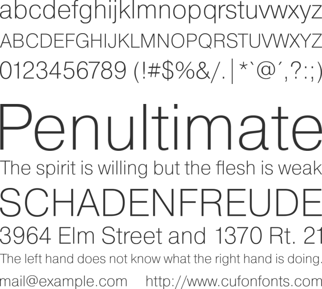 Pragmatica ExtraLight font preview