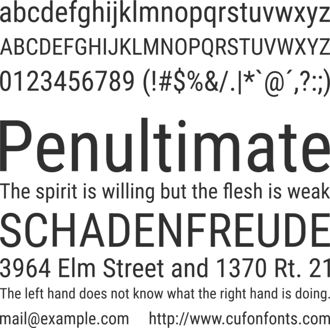 Roboto Condensed font preview