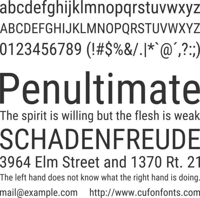 Roboto Condensed font preview