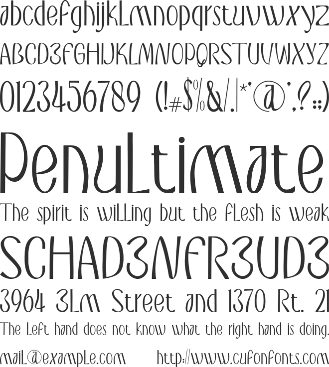 Pendowo font preview