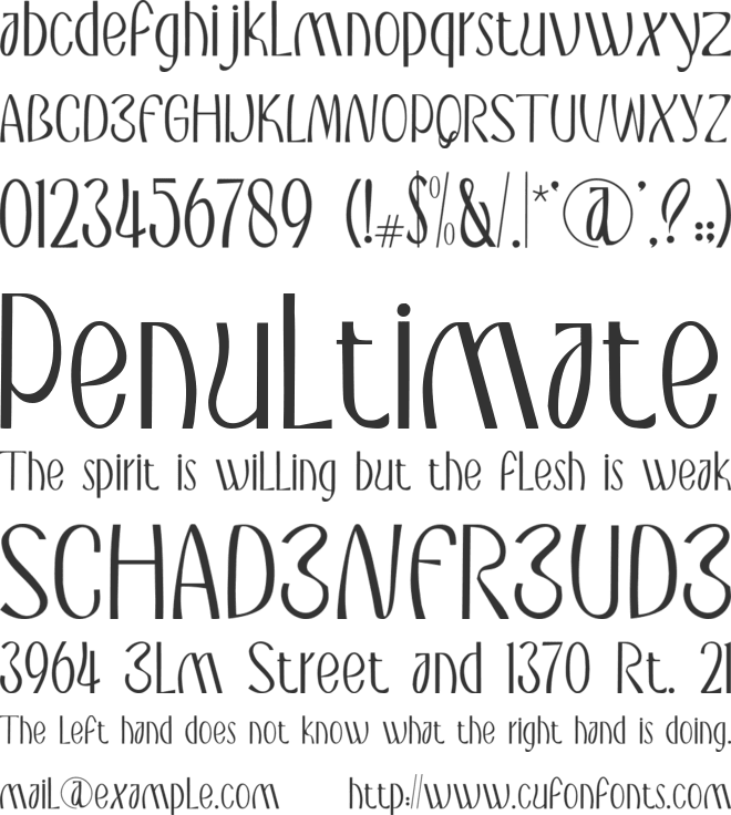 Pendowo font preview