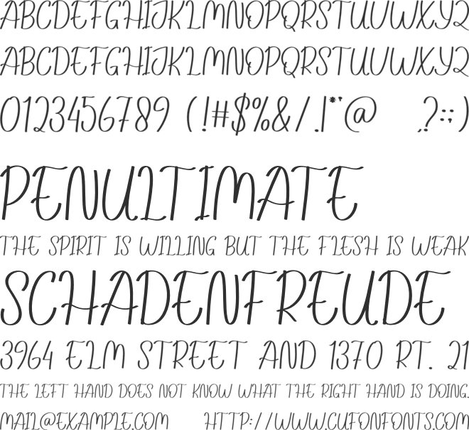 Writting Story font preview