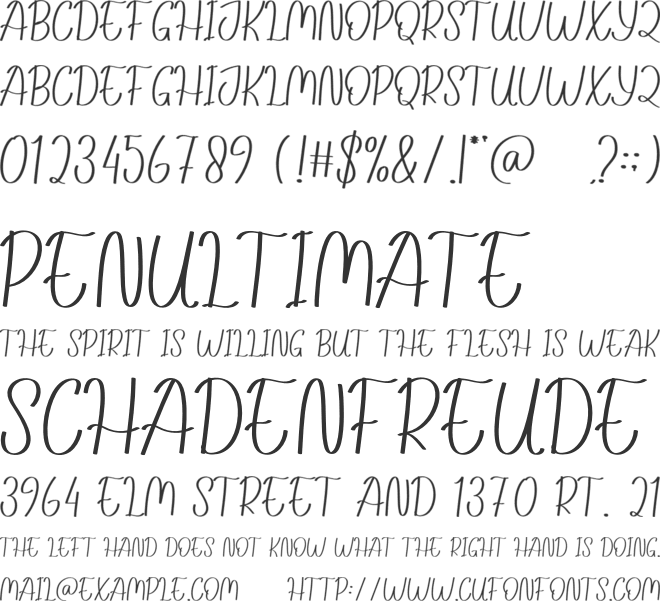 Writting Story font preview