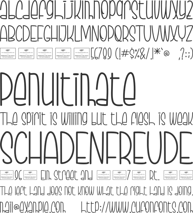 Infinitesimal font preview