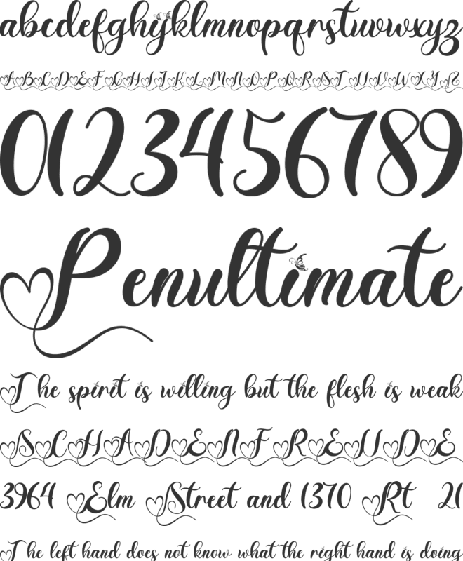 Bertha Lovely font preview
