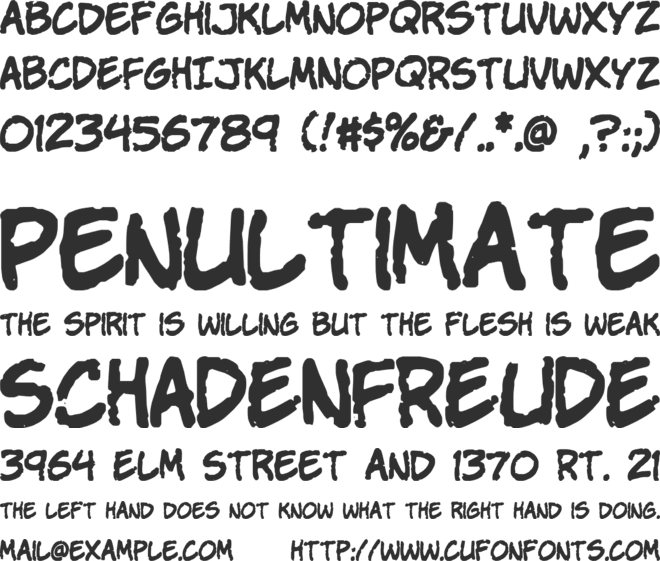 VTC Stressed Hand font preview