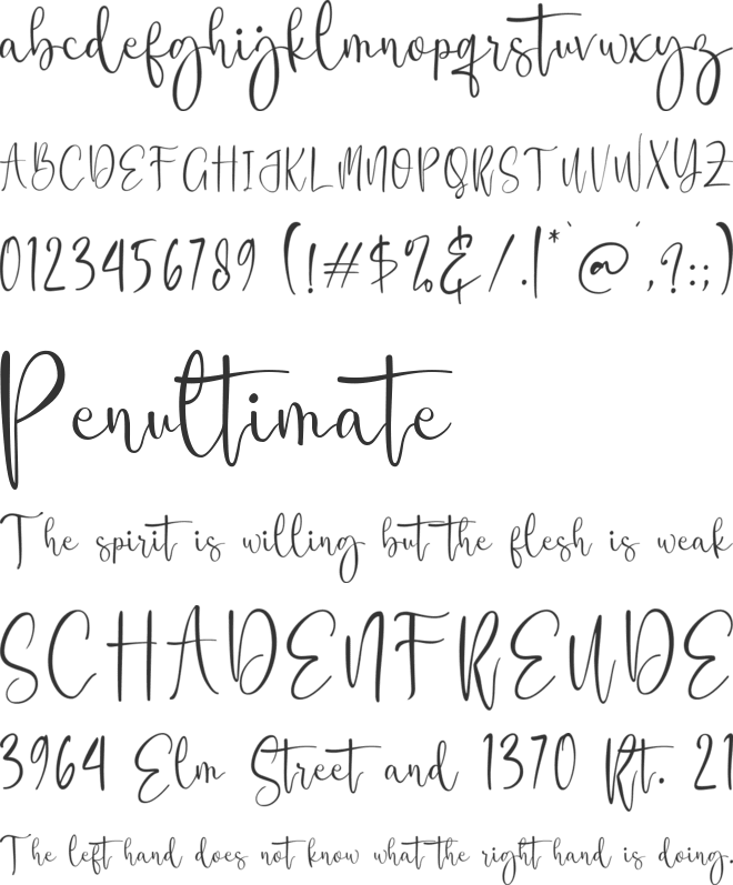 Amelta font preview