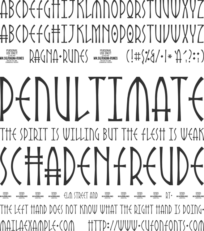 Ragna Runes PERSONAL USE font preview