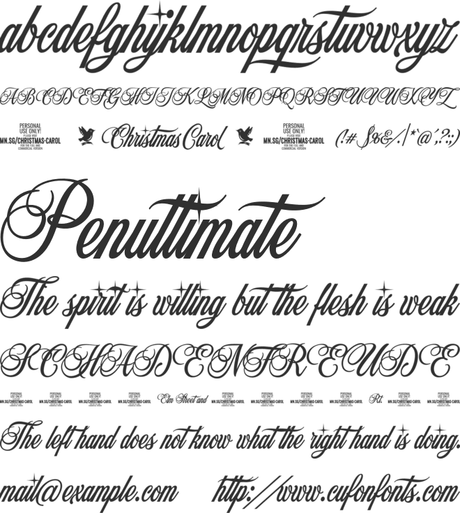 Christmas Carol PERSONAL font preview