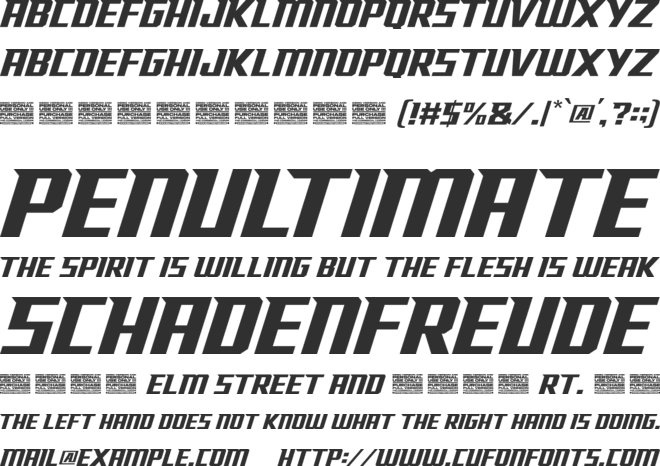 Racing Foner Personal Use Only font preview