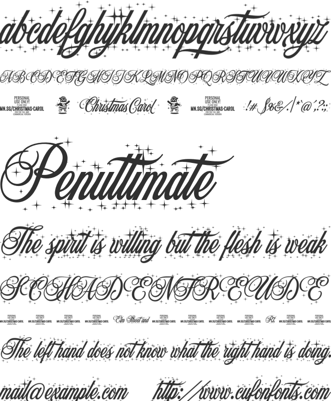 Christmas Carol Star PERSONAL font preview