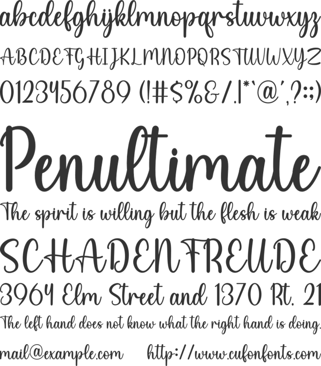 School Bag font preview