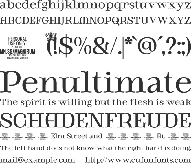 Magnirum Serif PERSONAL USE font preview