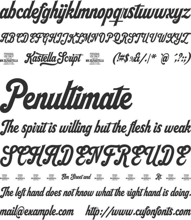 Kastella Script PERSONAL USE font preview