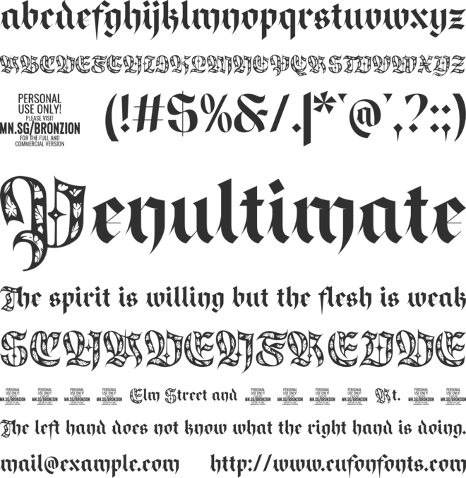 Bronzion Deco PERSONAL USE font preview