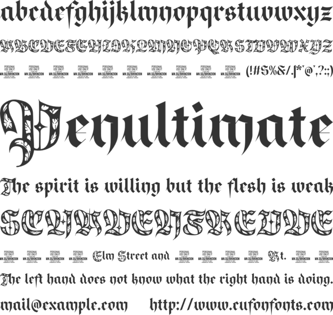 Bronzion Deco PERSONAL USE font preview