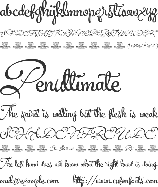 Gonspire Script PERSONAL USE font preview