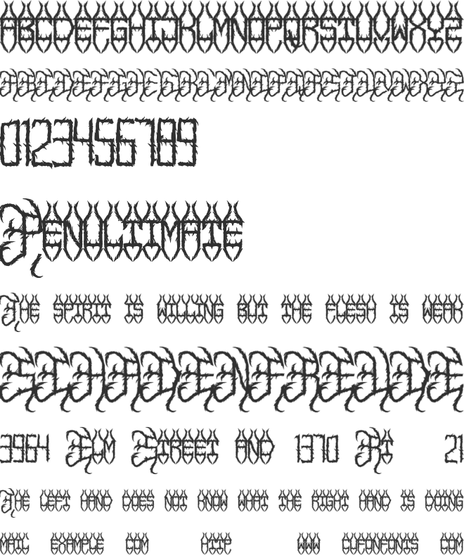 Horror Wings font preview