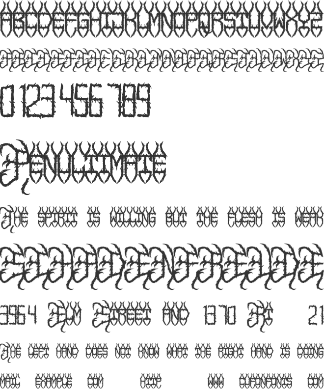 Horror Wings font preview