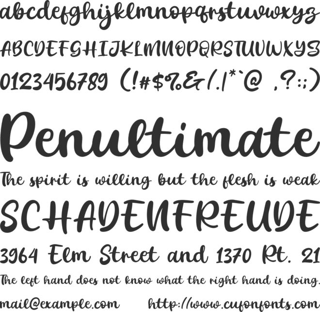 The Sally font preview