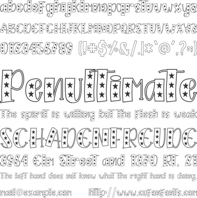 Christmas STARS font preview