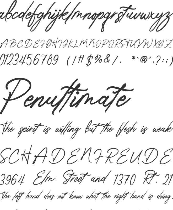 Romantic Ending font preview