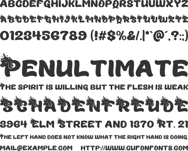 Funky Unicorn font preview