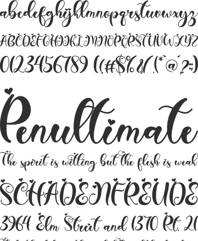 Angelia Valentine font preview