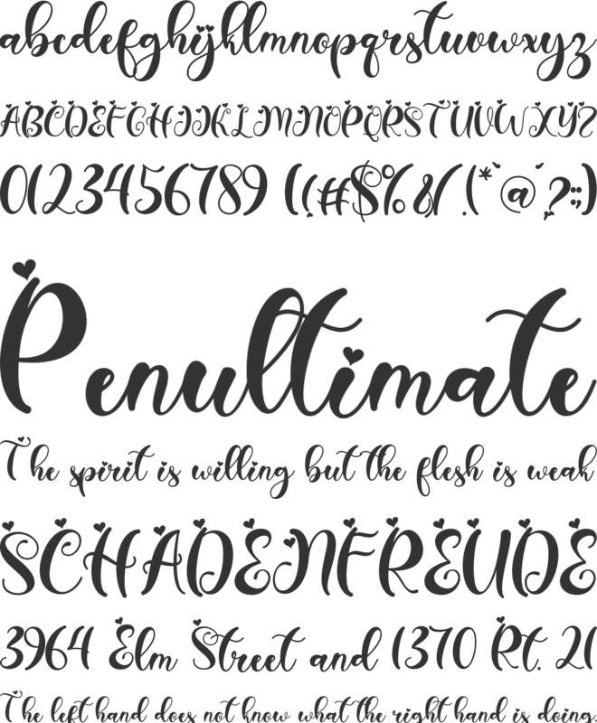 Angelia Valentine font preview