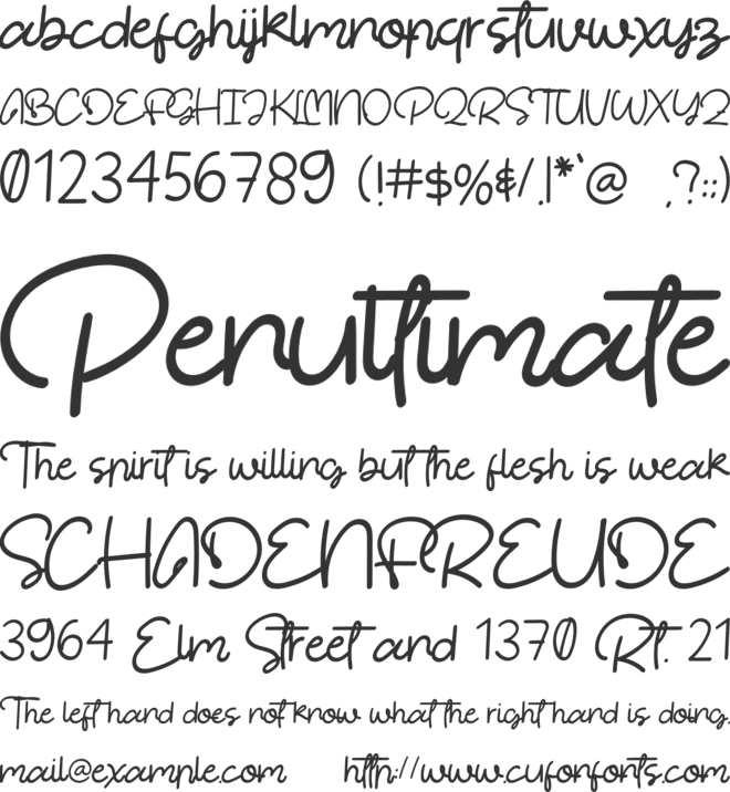 You Are My Sunshine font preview