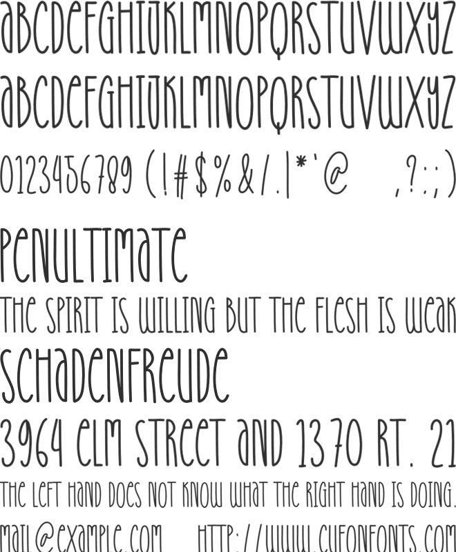 Simplebook font preview