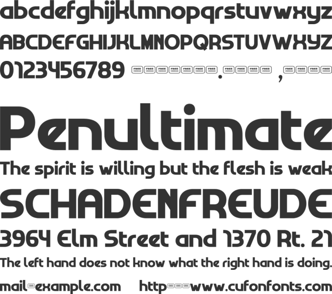 QUCURELLA Free Trial font preview