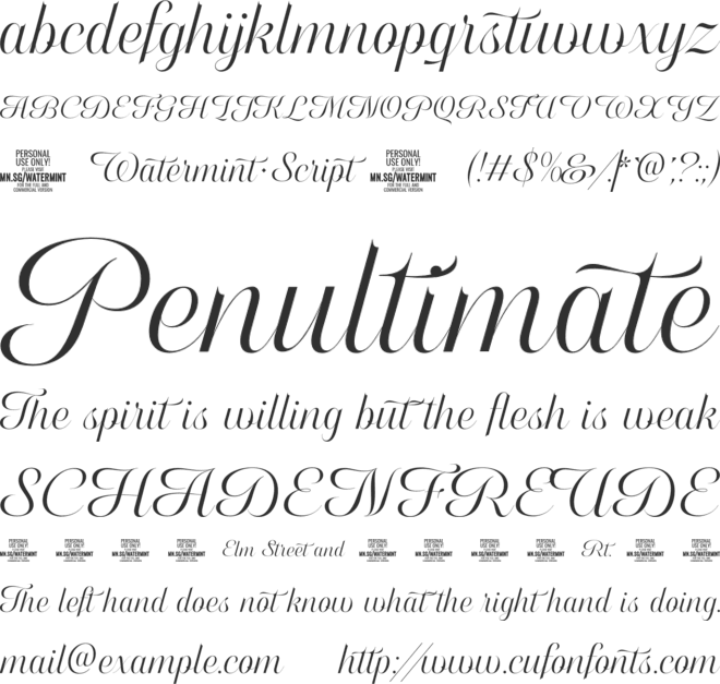 Watermint Script PERSONAL USE font preview