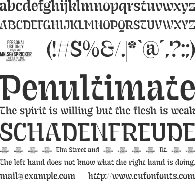 Spricker PERSONAL USE font preview
